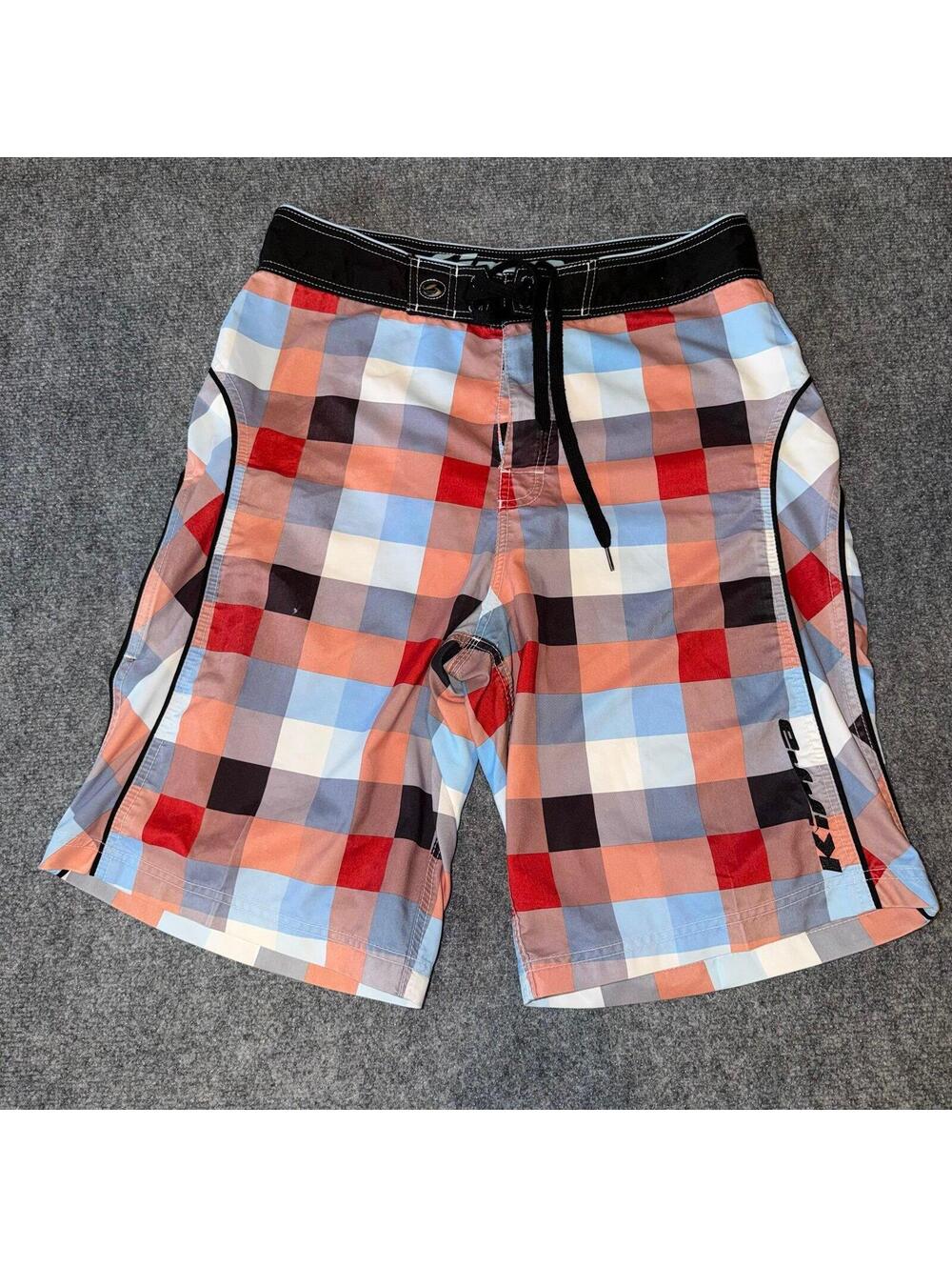 Kirra Plaid Colorblock Surf Board Shorts Mens LG Vtg y2k 90s Rare